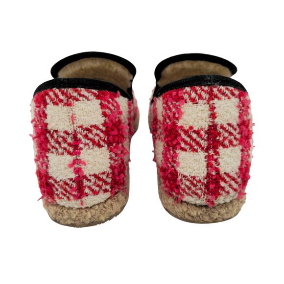 Gucci Horsebit Tweed Loafer Size 38 US 8 Shearling Lined Red White Slipper - Picture 6 of 9